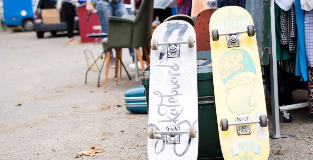 Skateboard and Longboard on beach